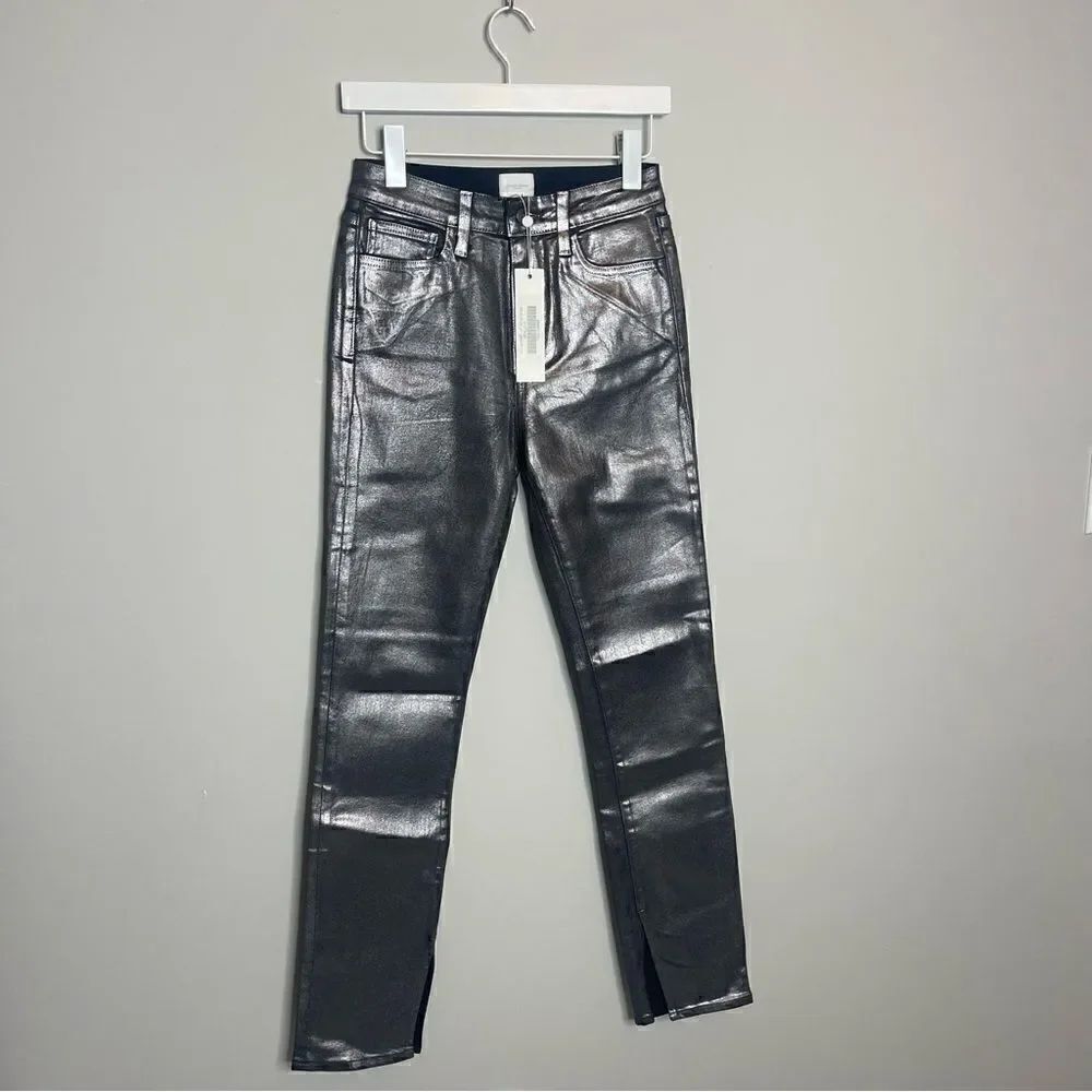 Jonathan Simkhai Rae High Rise Jeans in Coated Metallic NWT - Picture 7 of 9